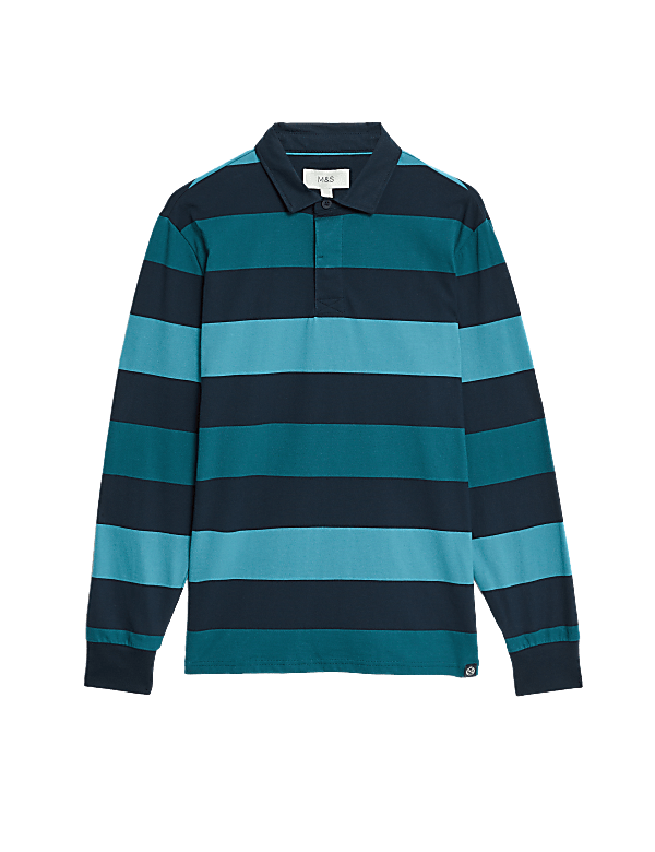 Regular Fit Pure Cotton Stripes Polo Collar Tshirt