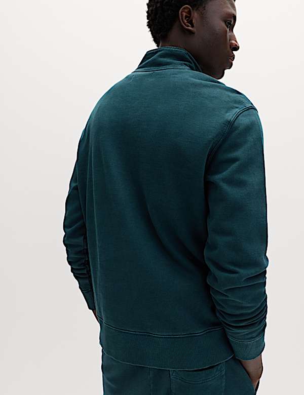 Pure Cotton Garment Dye Half Zip Sweatshirt - HU