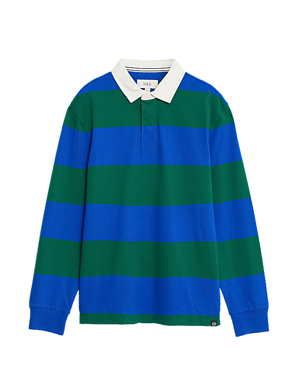 Regular Fit Pure Cotton Stripes Polo Collar Tshirt
