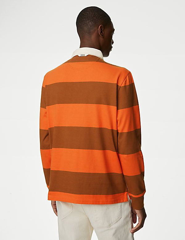 Regular Fit Pure Cotton Stripes Polo Collar Tshirt