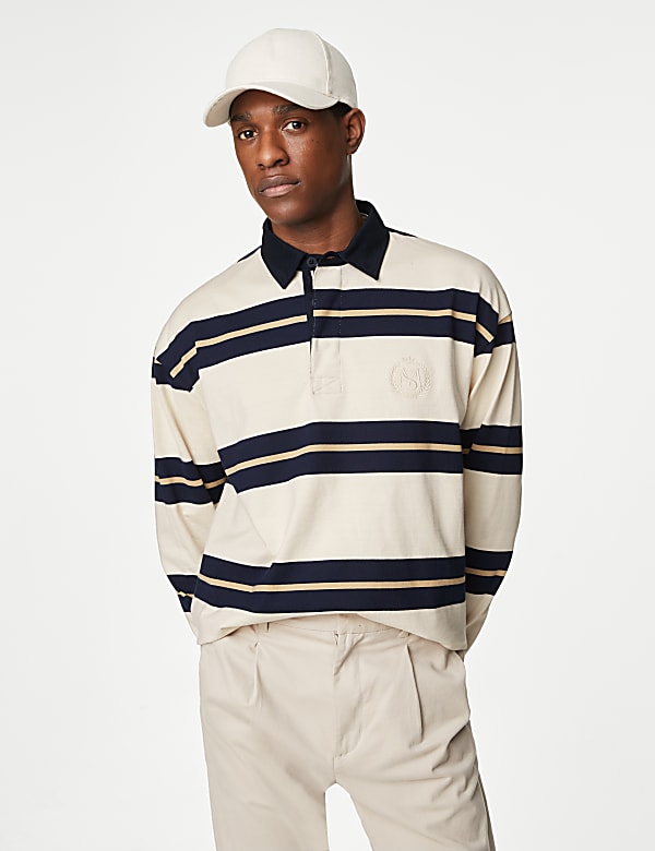Striped cotton rugby shirt sales