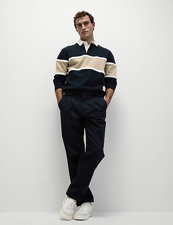 Pure Cotton Pique Colour Block Sweatshirt - LU