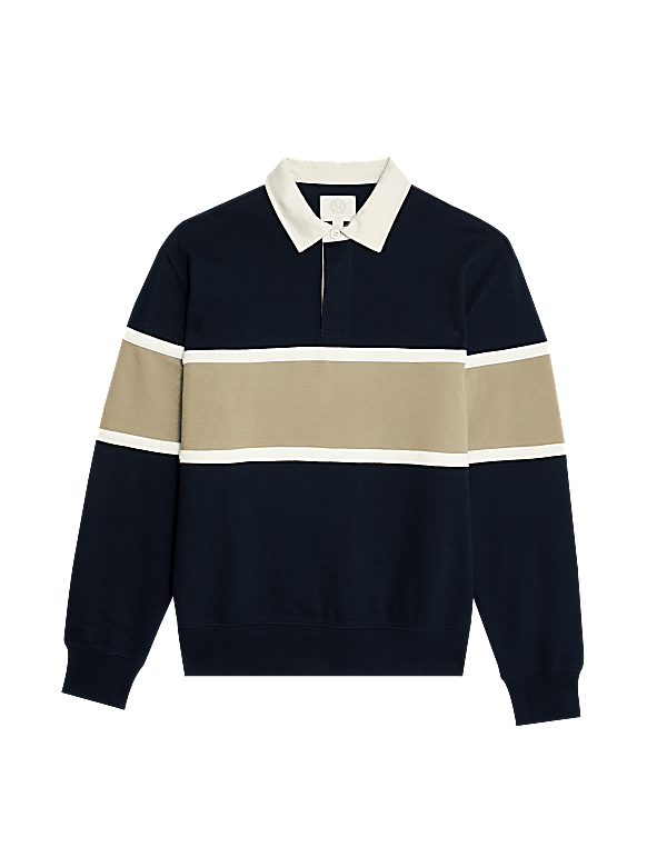 Pure Cotton Pique Colour Block Sweatshirt