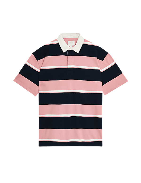 Oversized Pure Cotton Short Sleeve Rugby Shirt