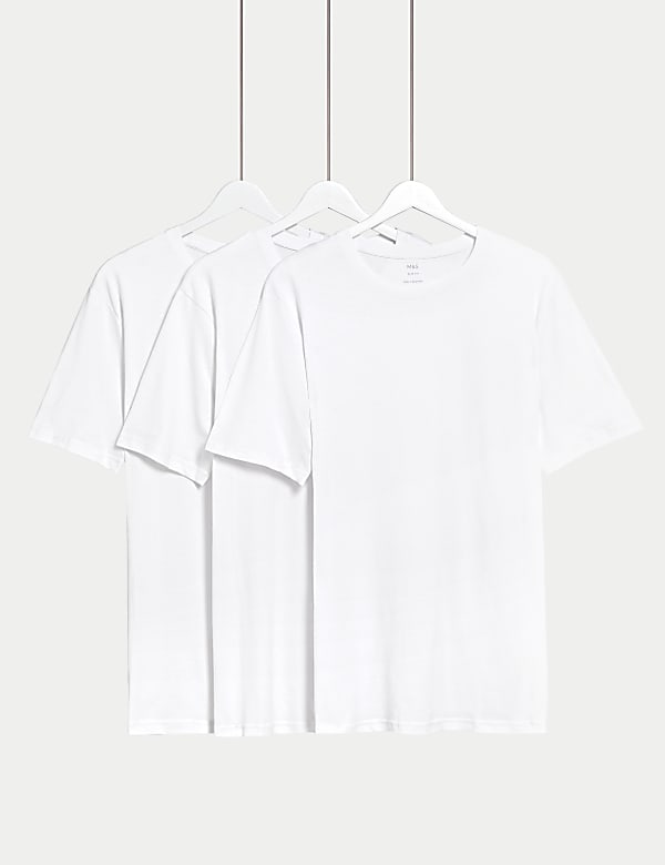 3pk Slim Fit Pure Cotton Crew Neck T-Shirts - HR
