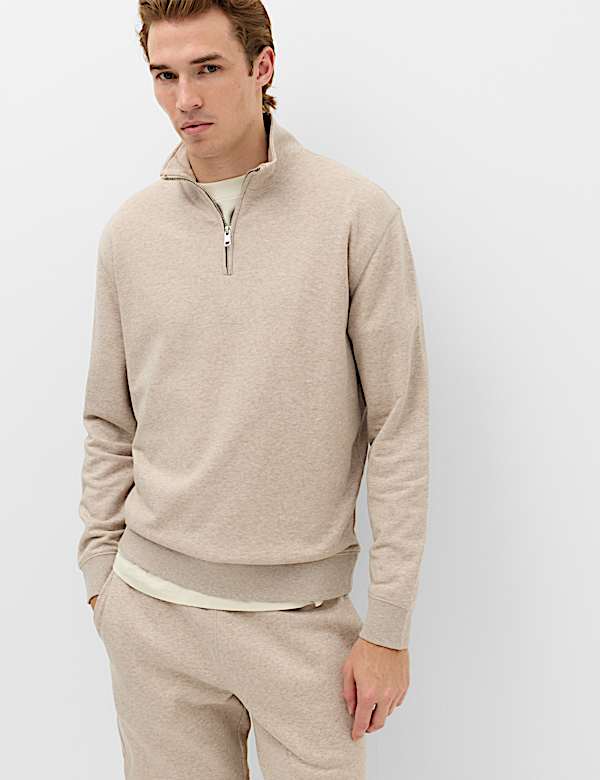 Cotton Rich Loopback Half Zip Sweatshirt