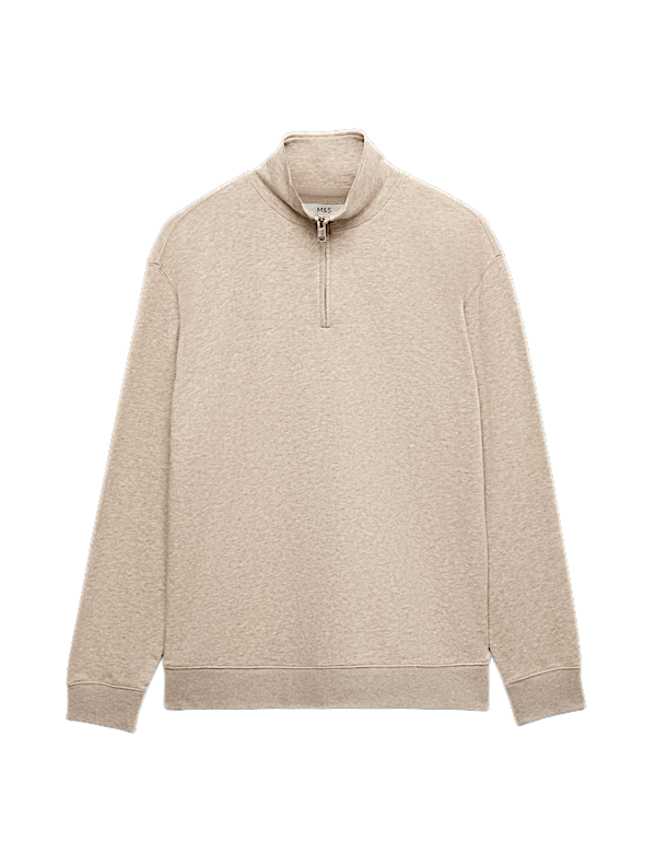 Cotton Rich Loopback Half Zip Sweatshirt