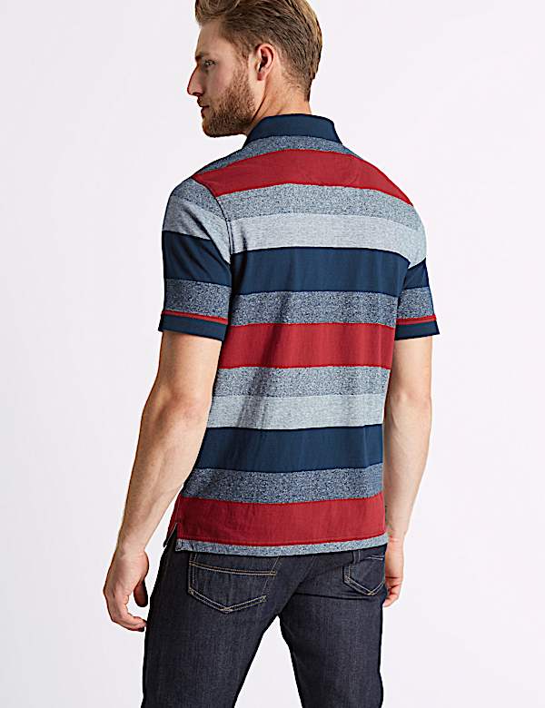 Pure Cotton Striped Polo Shirt