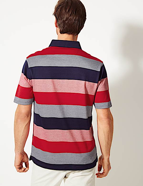 Pure Cotton Striped Polo Shirt