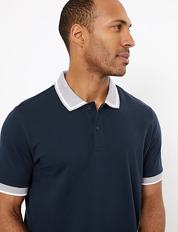 Cotton Contrast Collar Polo Shirt