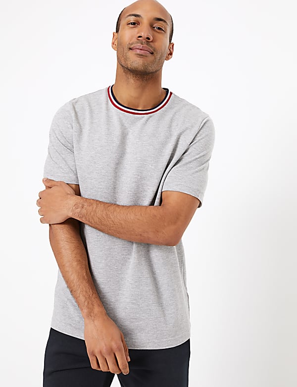 Regular Fit Tipped Neck T-Shirt