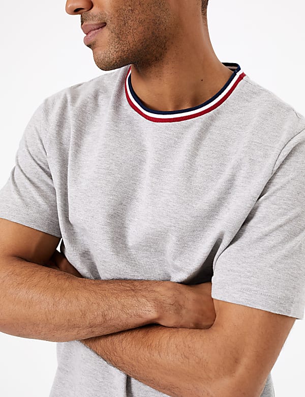 Regular Fit Tipped Neck T-Shirt