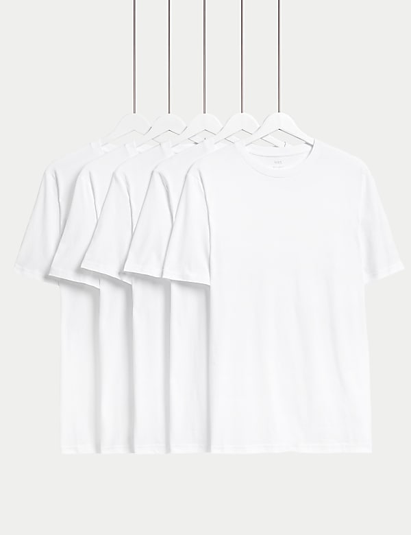 5pk Pure Cotton Crew Neck T-Shirts - US