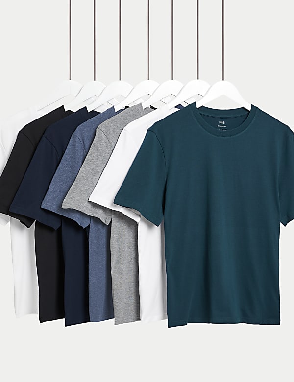 7pk Pure Cotton Crew Neck T-Shirts - VN