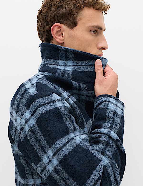 Wool Blend Fleece Check Shacket - BE