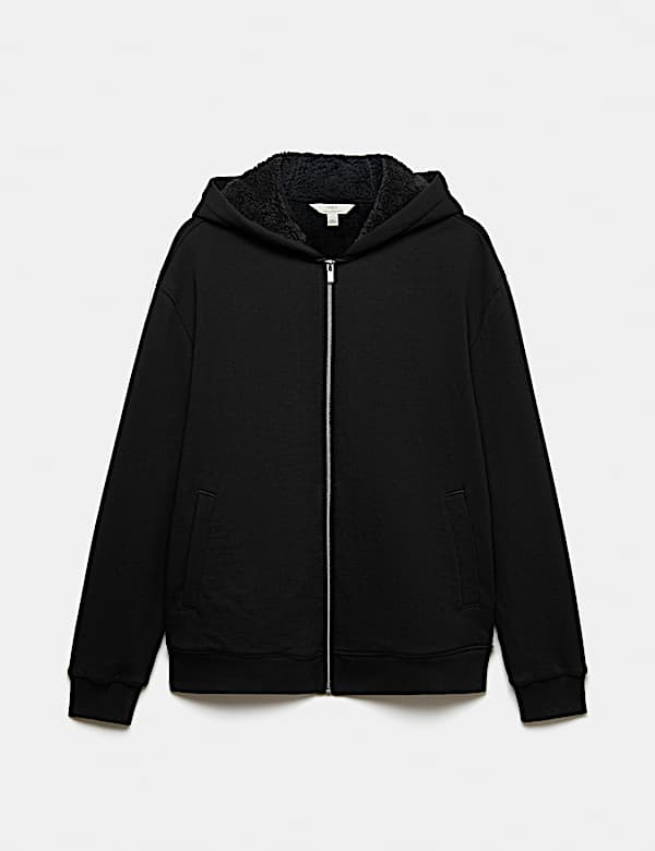 Fleece Lined Long Sleeve Zip Up Hoodie - CA