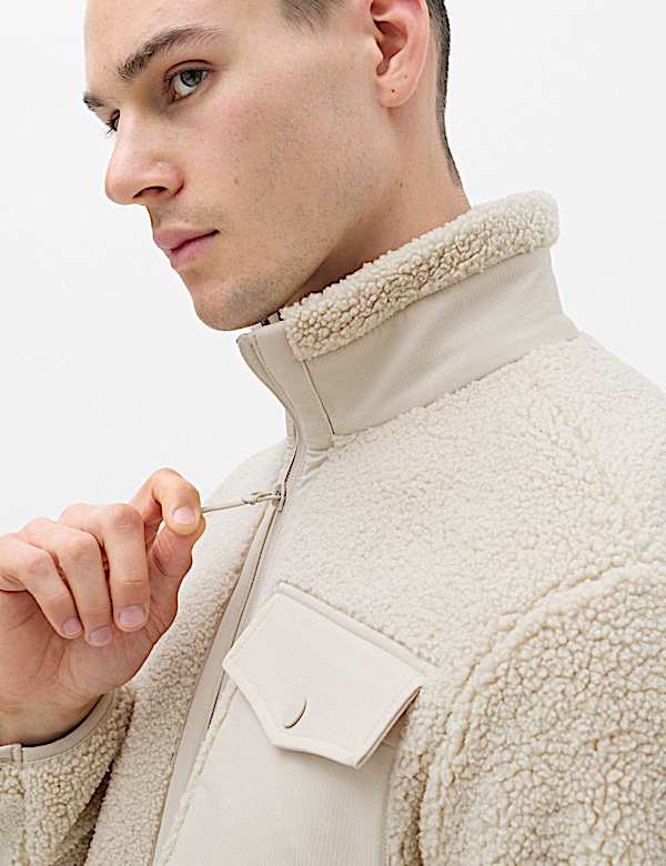 Fleece Windproof Zip Up Funnel Neck Jacket - UA