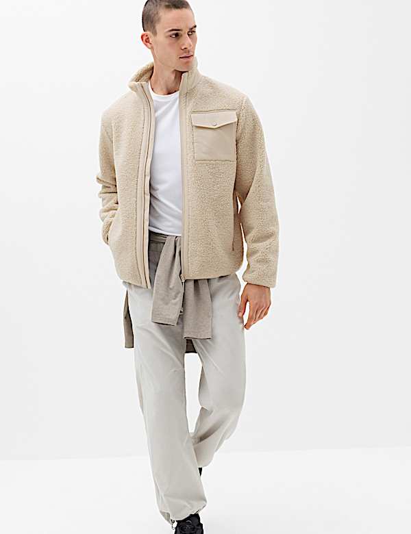 Fleece Windproof Zip Up Funnel Neck Jacket - UA