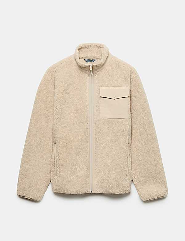 Fleece Windproof Zip Up Funnel Neck Jacket - UA