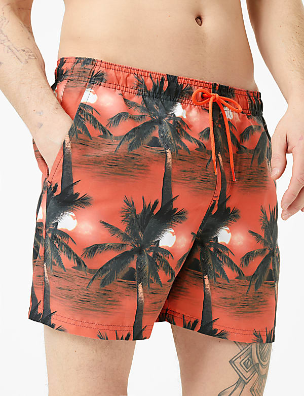 Quick Dry Palm Print Swim Shorts