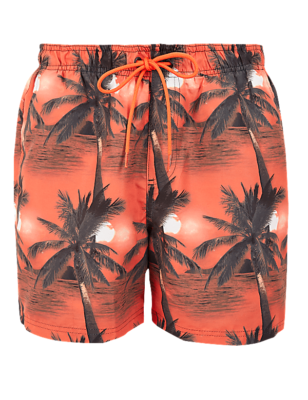 Quick Dry Palm Print Swim Shorts