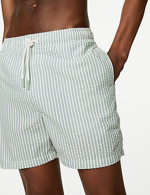 Quick Dry Striped Seersucker Swim Shorts - US