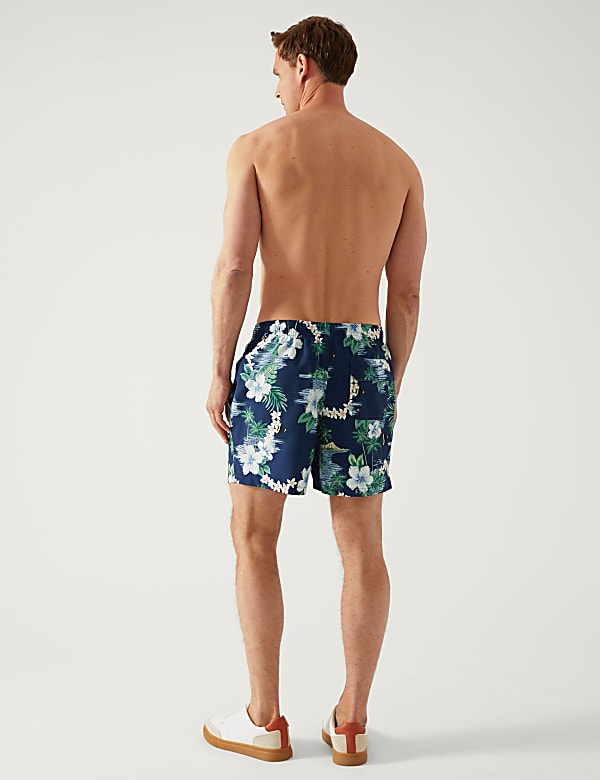 Quick Dry Hawaiian Print Swim Shorts