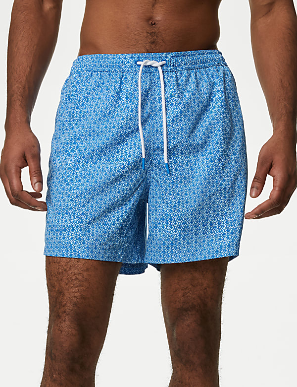 Quick Dry Geometric Print Swim Shorts - BE