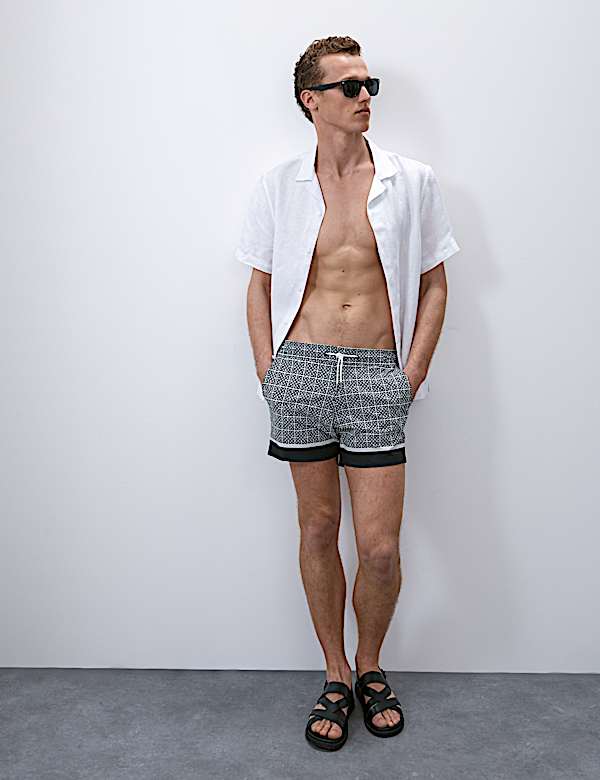 Quick Dry Geometric Print Swim Shorts