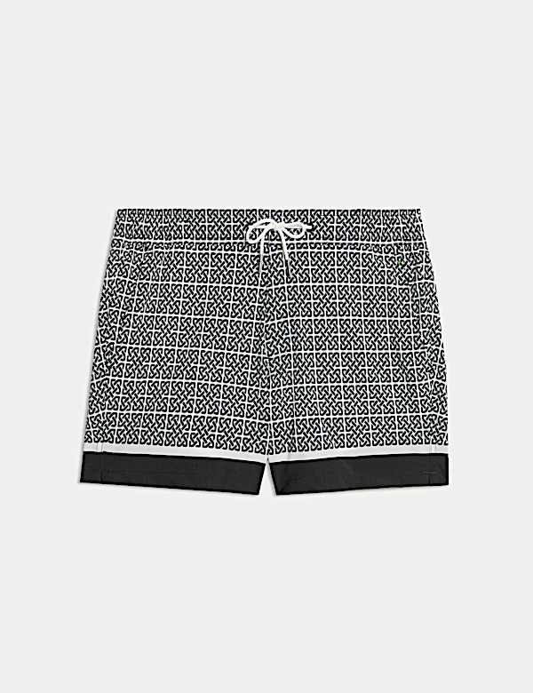 Quick Dry Stretch Geometric Print Swim Shorts - IT