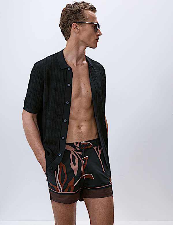 Quick Dry Stretch Floral Print Swim Shorts - MX