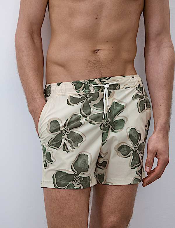 Quick Dry Stretch Floral Print Swim Shorts