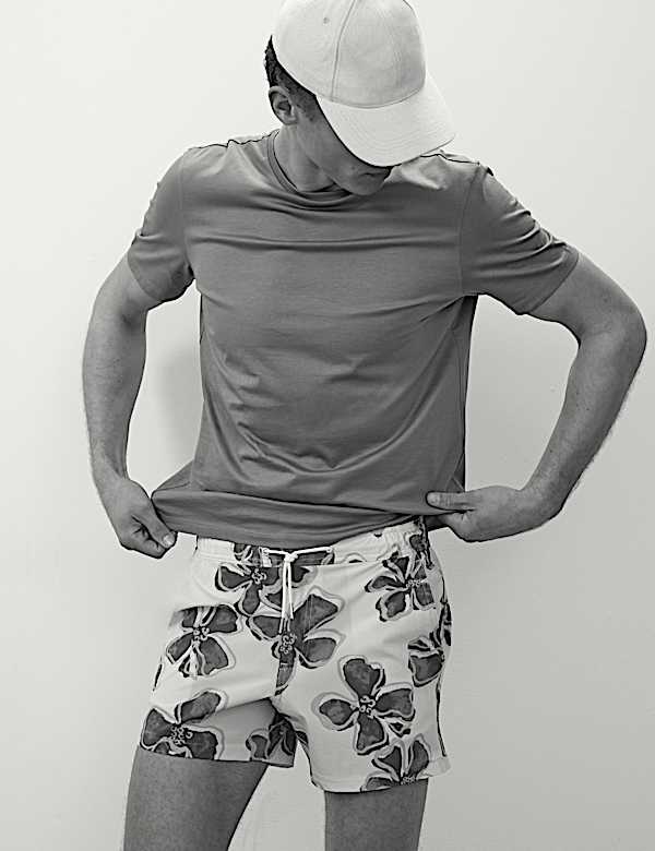 Quick Dry Stretch Floral Print Swim Shorts