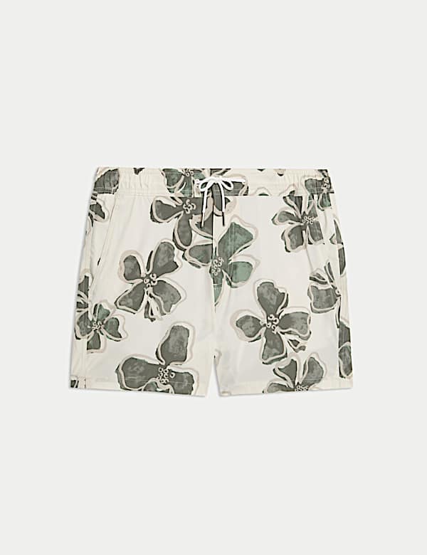 Schnell trocknende Stretch-Schwimmshorts mit Blumenmuster - DE