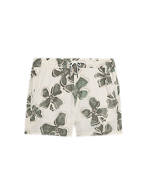 Quick Dry Stretch Floral Print Swim Shorts