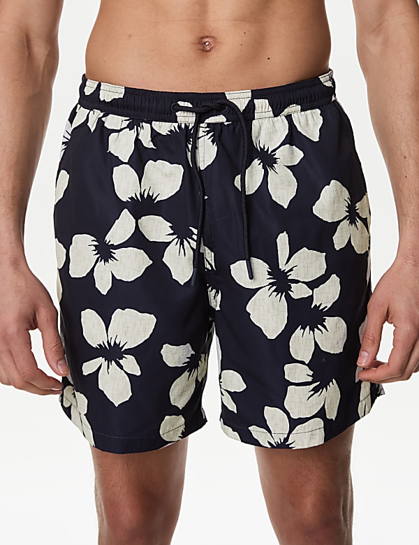 Quick Dry Floral Graphic Swim Shorts DARK NAVY Swim Shorts M S LU