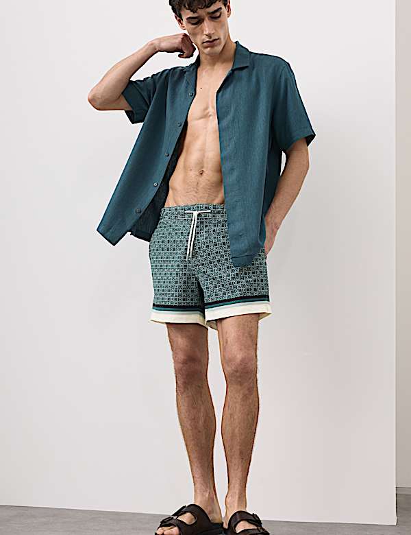 Quick Dry Geometric Print Swim Shorts