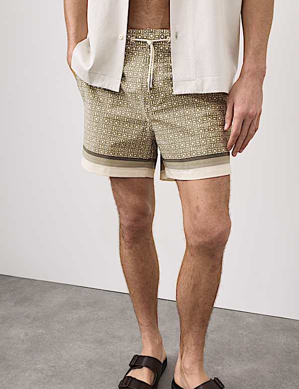 Quick Dry Geometric Print Swim Shorts