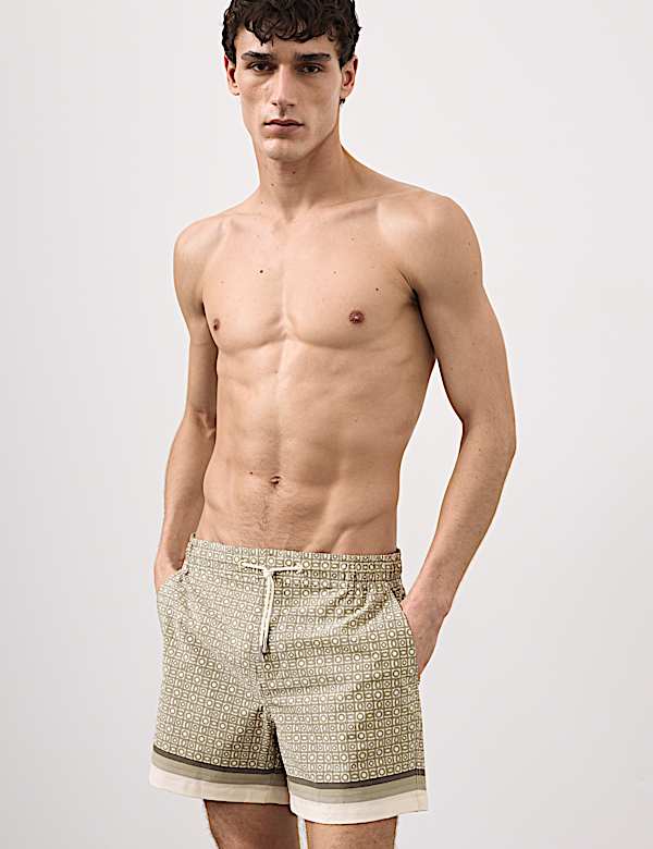 Quick Dry Geometric Print Swim Shorts - CZ