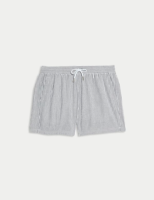 Cotton Rich Seersucker Striped Swim Shorts - IT