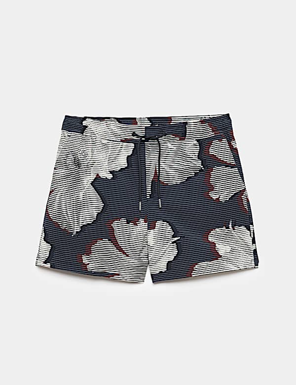 Pocketed Linear Floral Print Swim Shorts - VN