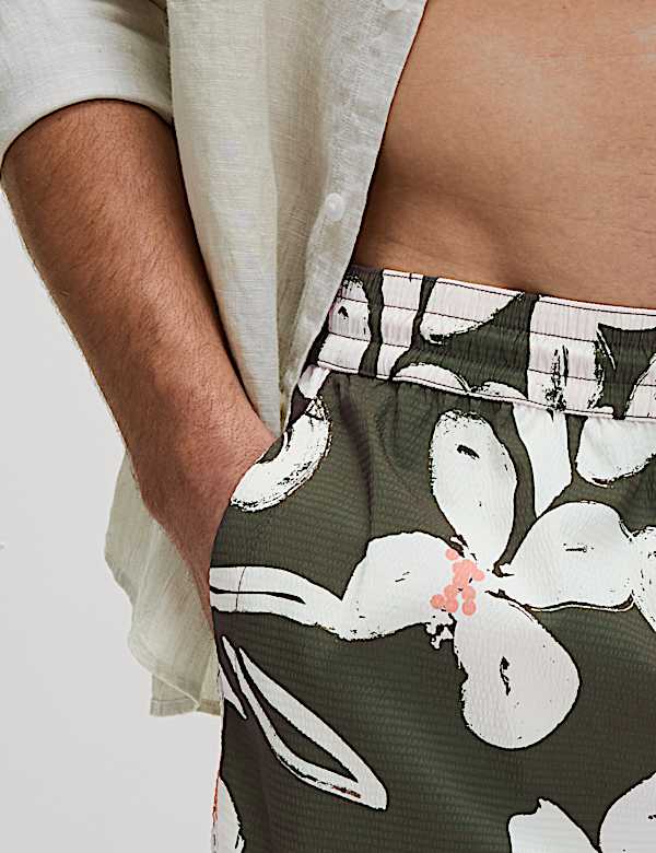 Quick Dry Floral Print Swim Shorts - AL