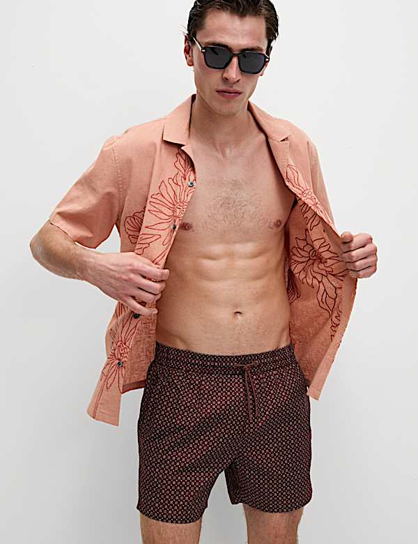 Quick Dry Geometric Print Swim Shorts - MX