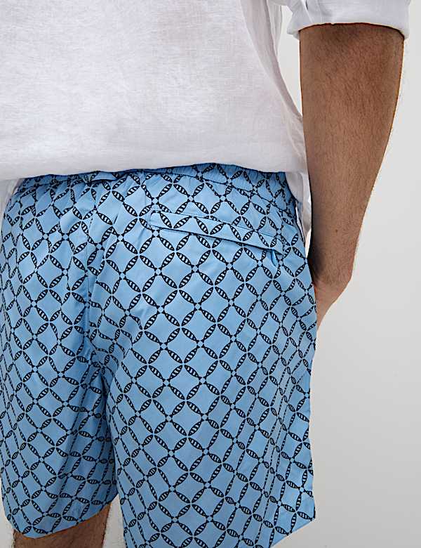 Quick Dry Geometric Print Swim Shorts - TW