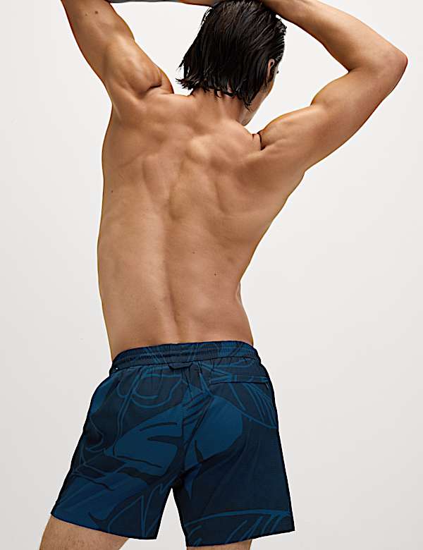 מכנסי שחייה קצרים מתייבשים במהירות עם הדפס של דקל - IL