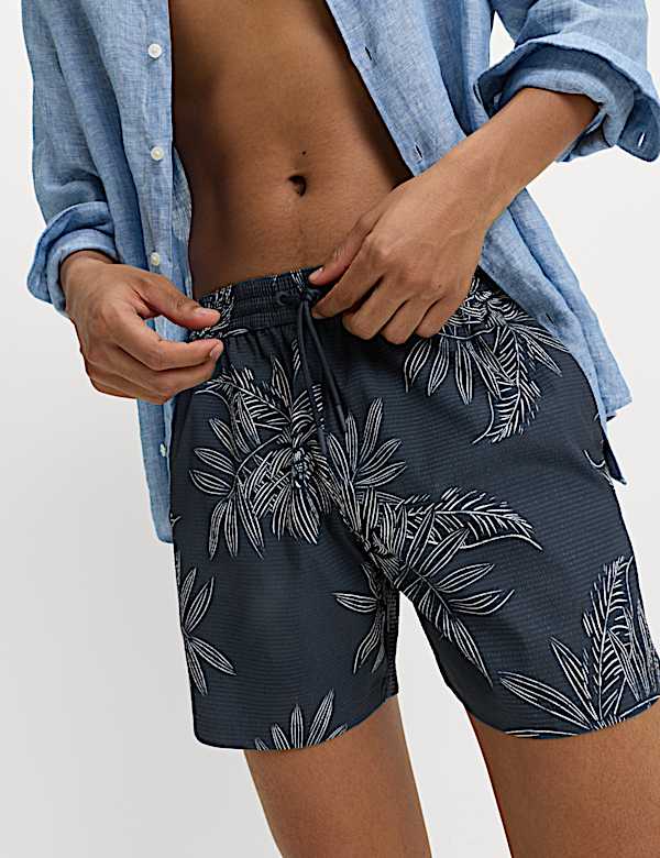 Quick Dry Printed Textured Swim Shorts