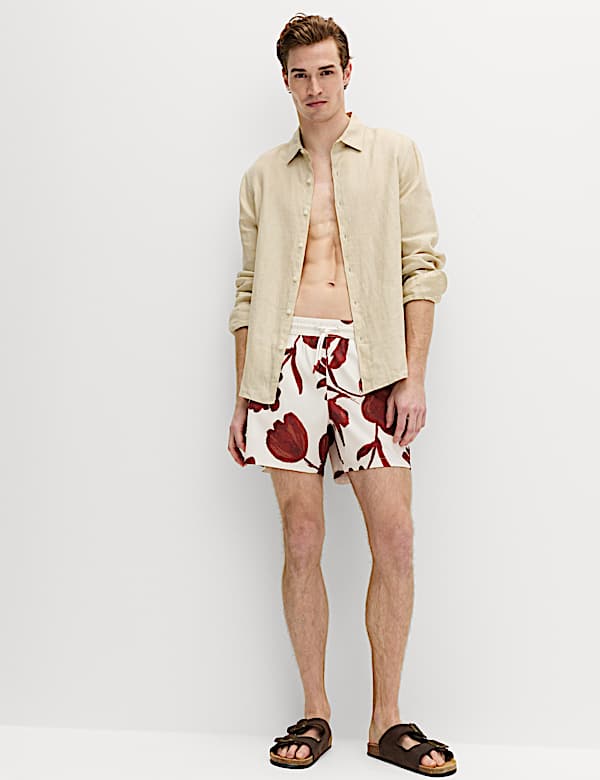Quick Dry Textured Floral Swim Shorts