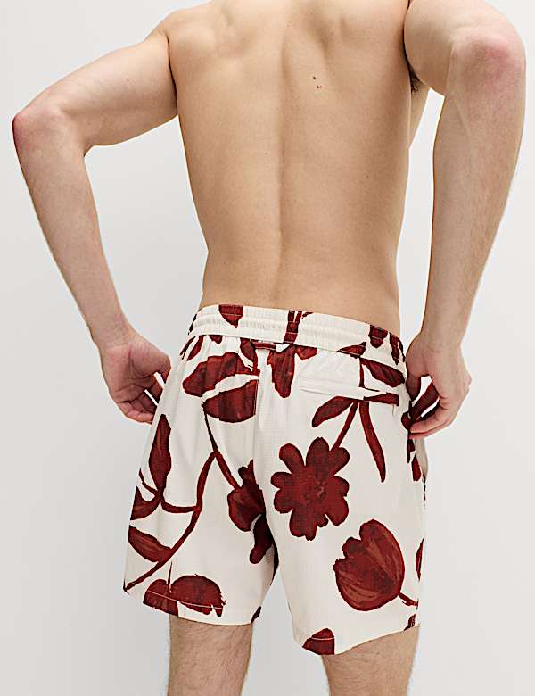 Quick Dry Textured Floral Swim Shorts