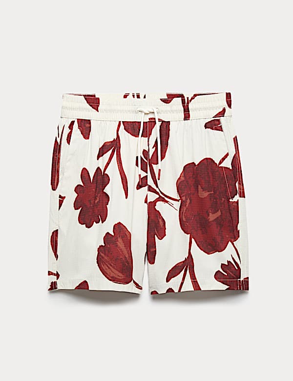 Quick Dry Textured Floral Swim Shorts - ES