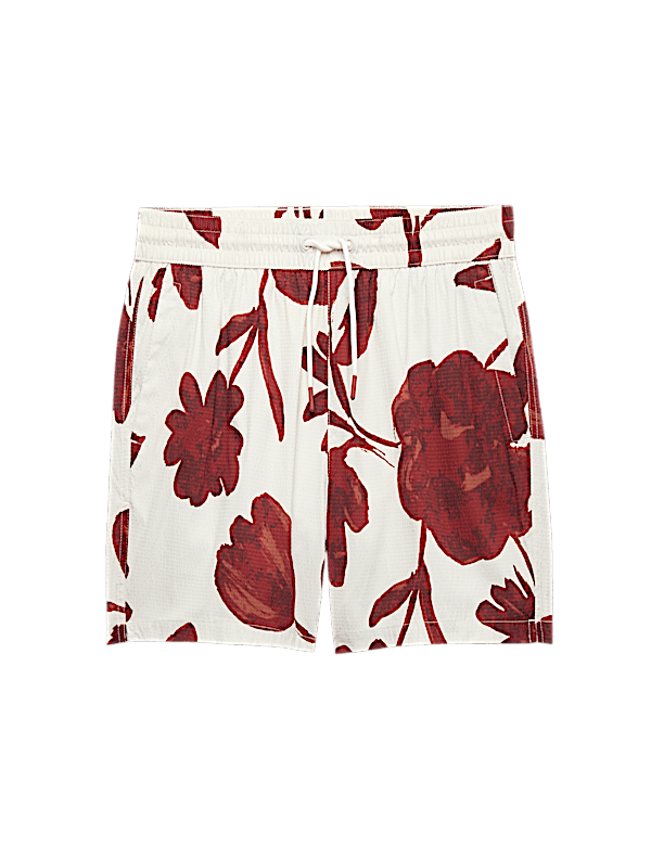 Quick Dry Textured Floral Swim Shorts